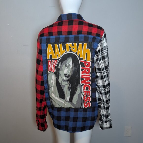 Aaliyah “R&B Princess” Patchwork Flannel Shirt – Size Medium - Picture 1 of 2